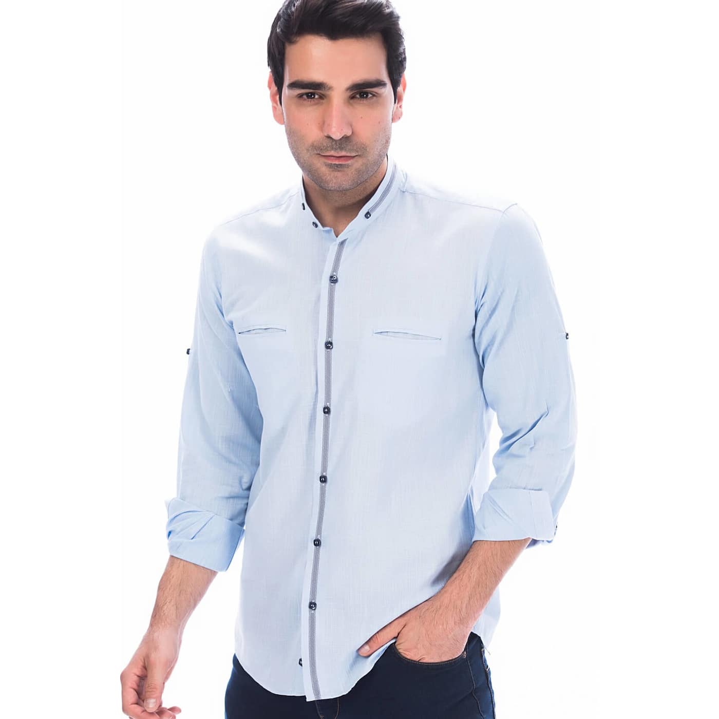 G622 DEWBERRY LINEN SHIRT-BLUE