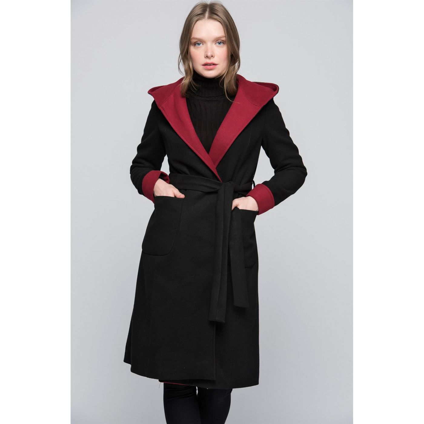 Z6422 DEWBERRY WOMEN's COAT-BLACK