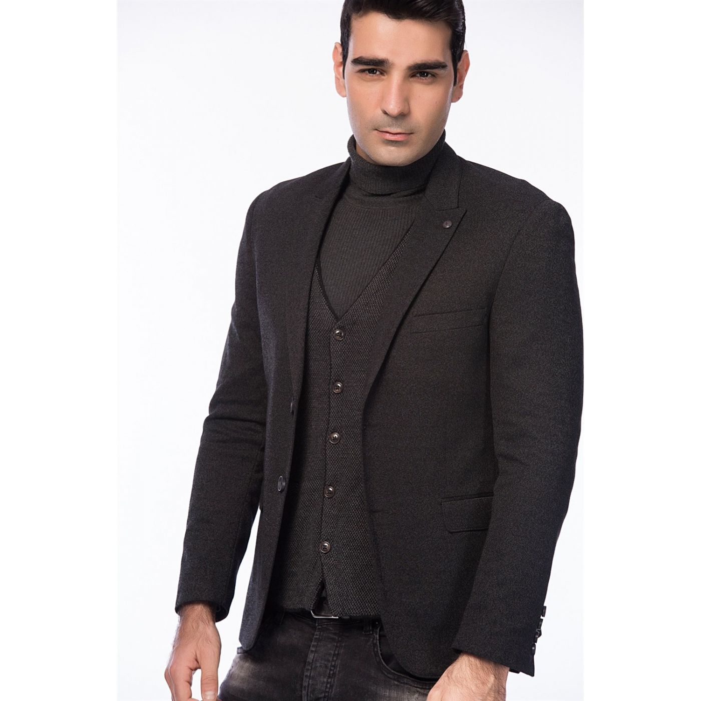 ŞIK CEKETLER C9029 DEWBERRY MEN's JACKET-BLACK