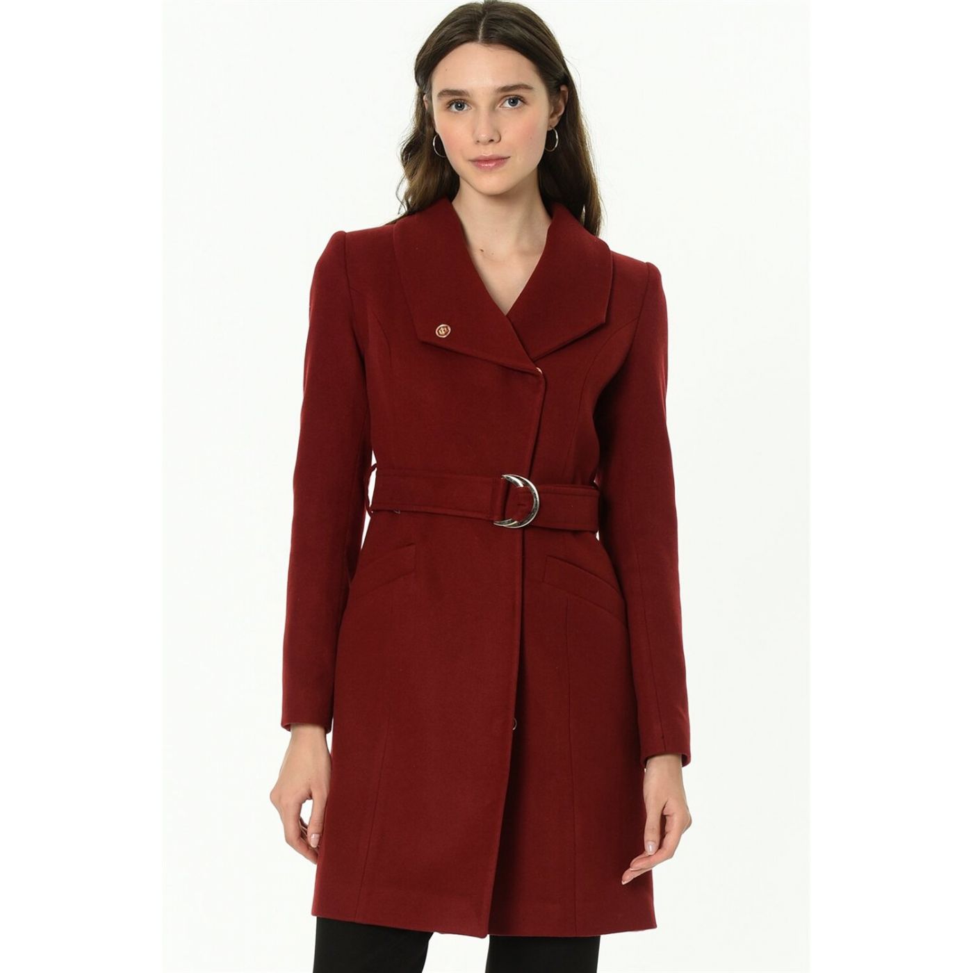 Z6644 DEWBERRY WOMEN KABAN-BURGUNDY