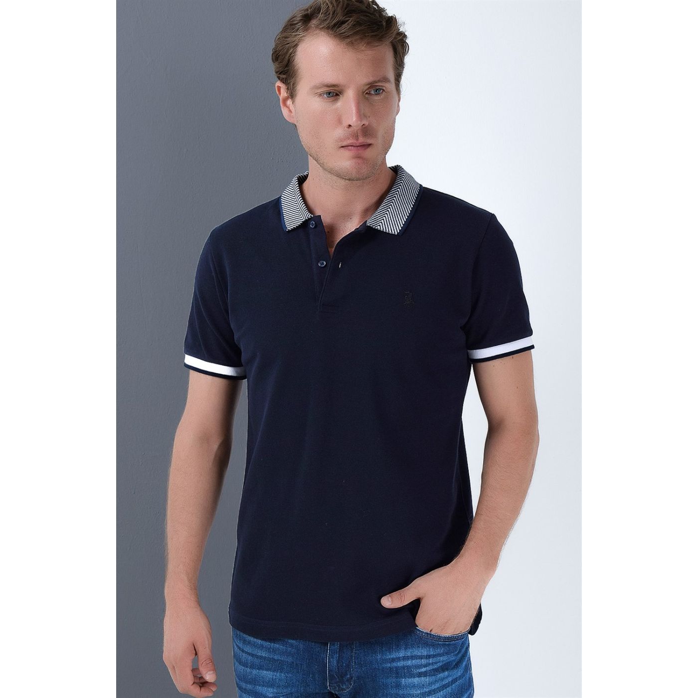 T8565 DEWBERRY MEN's T-SHIRT-LACİVERT