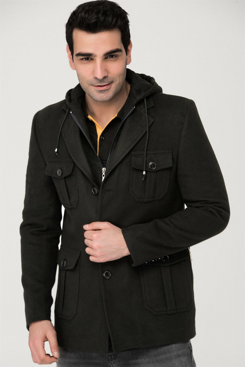 K7536 DEWBERRY MEN's COAT-BLACK