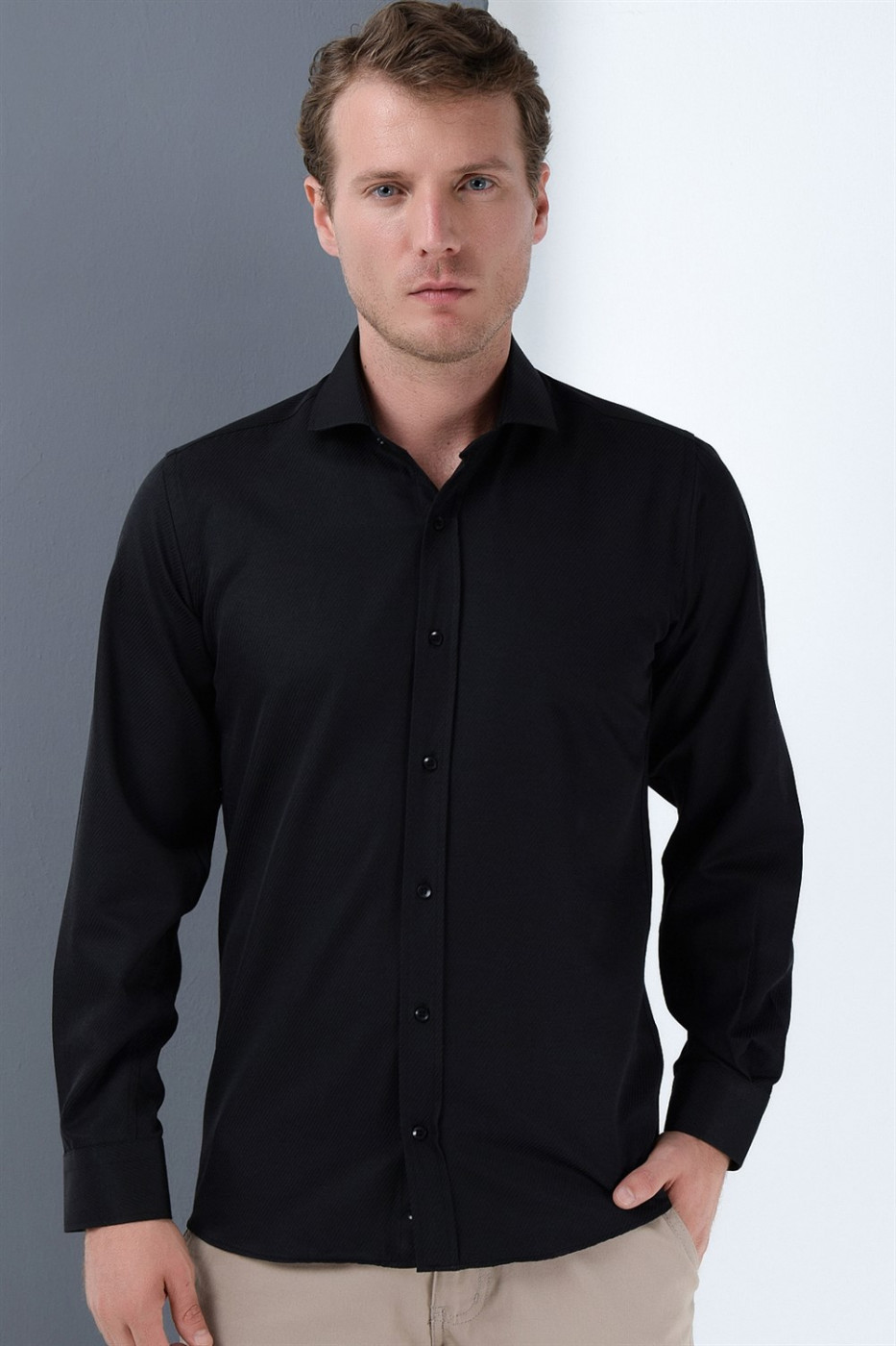 G678 DEWBERRY MEN's SHIRT-BLACK