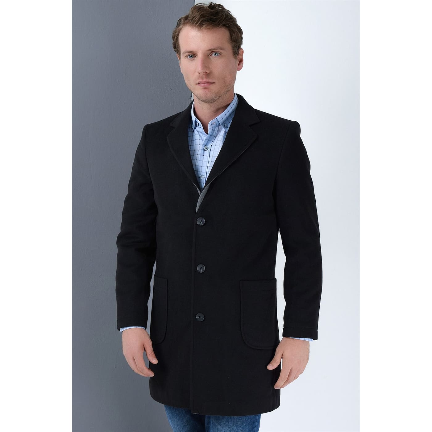 PLT8384 DEWBERRY MEN's COAT-BLACK