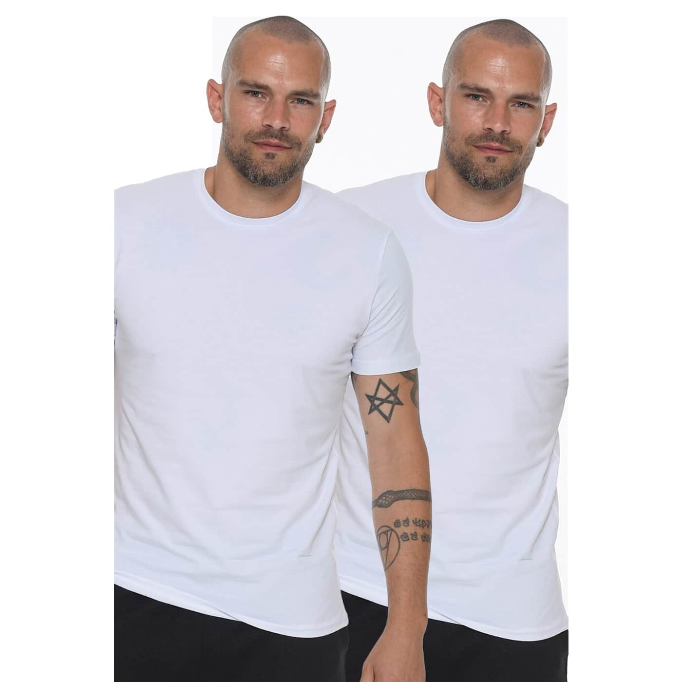 TWIN SET T8569 DEWBERRY BIKE COLLAR MEN's T-SHIRT-WHITE
