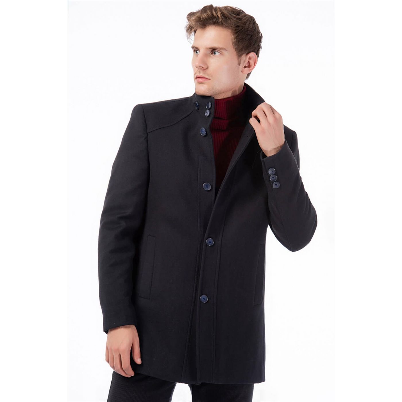 PLT8326 DEWBERRY MEN's COAT-LACİVERT