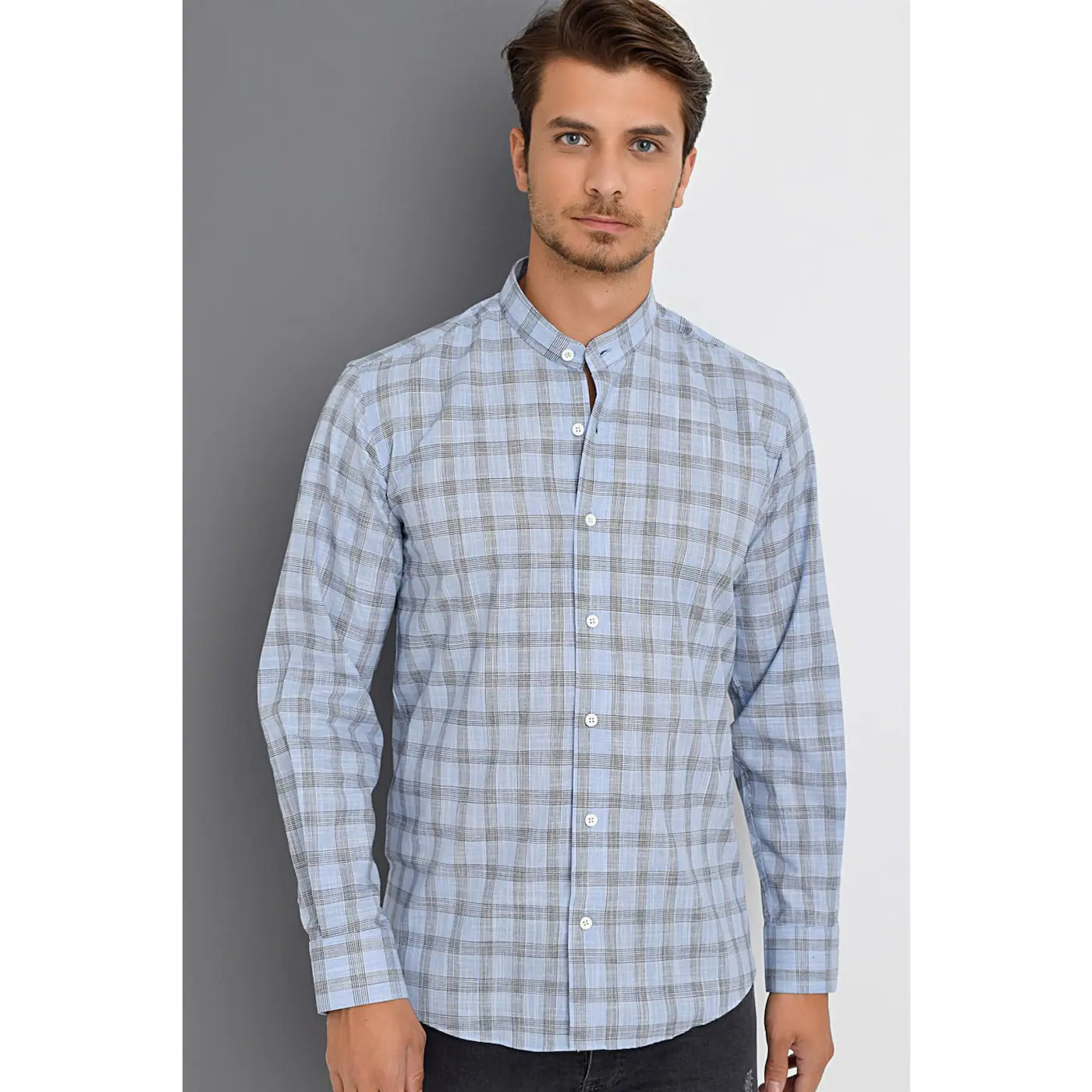 G618 DEWBERRY LINEN SHIRT-BLUE-LACİVERT