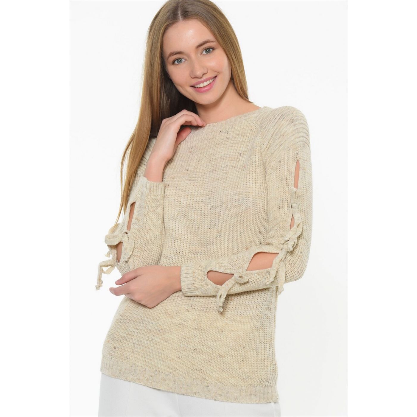 Z6390 DEWBERRY WOMEN's SWEATER-BEJ