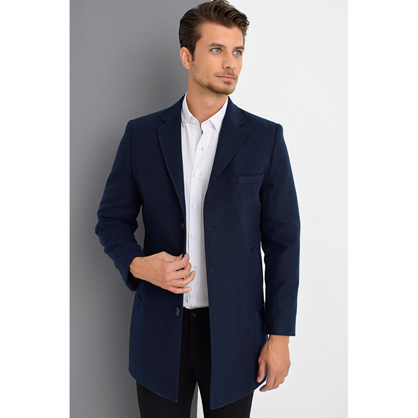 PLT8388 DEWBERRY MEN's COAT-LACİVERT