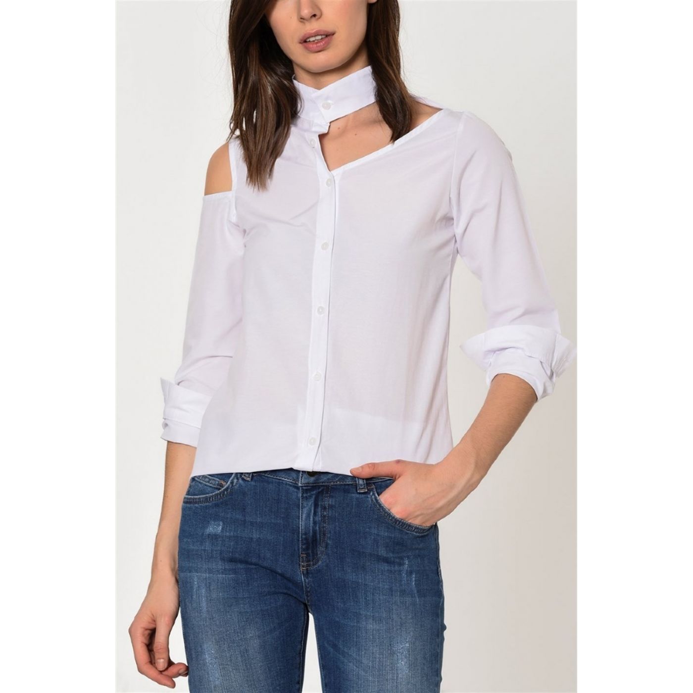 Z6453 DEWBERRY WOMEN'S SHIRT-WHITE