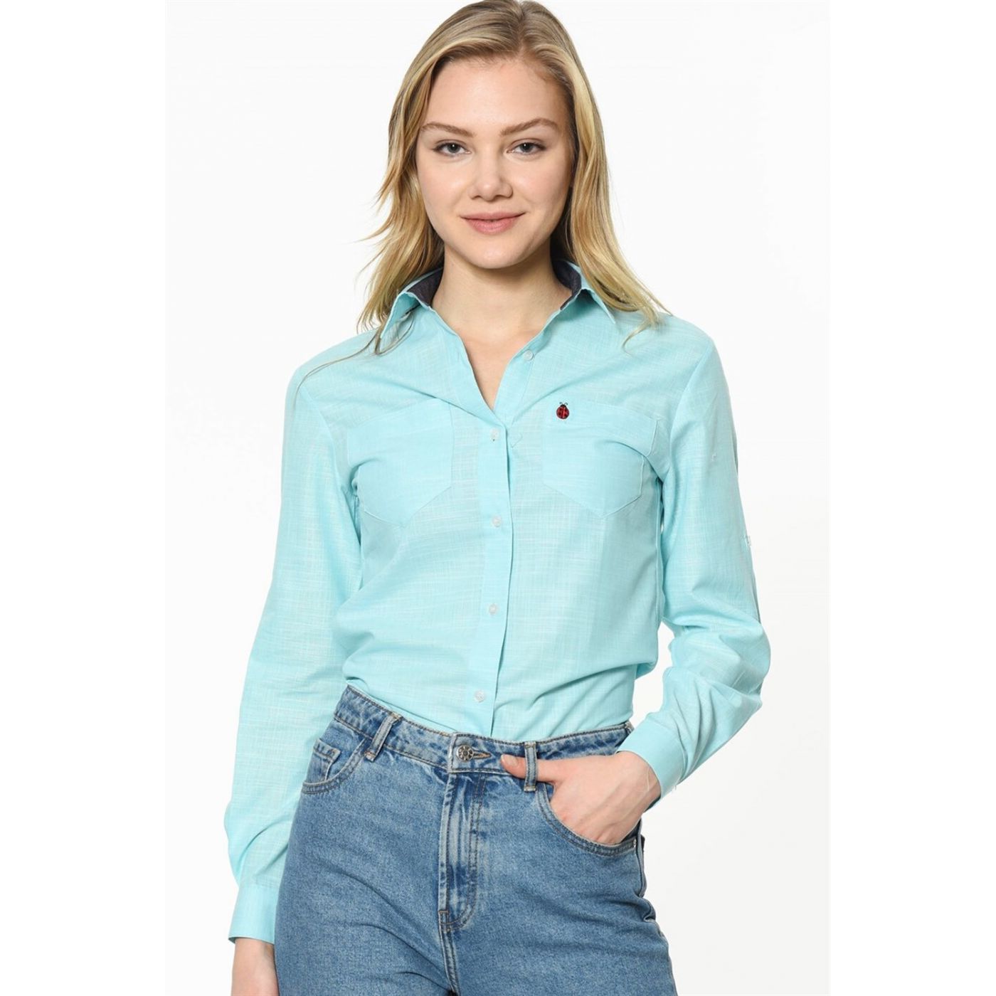 Z6583 DEWBERRY WOMEN'S SHIRT-GREEN