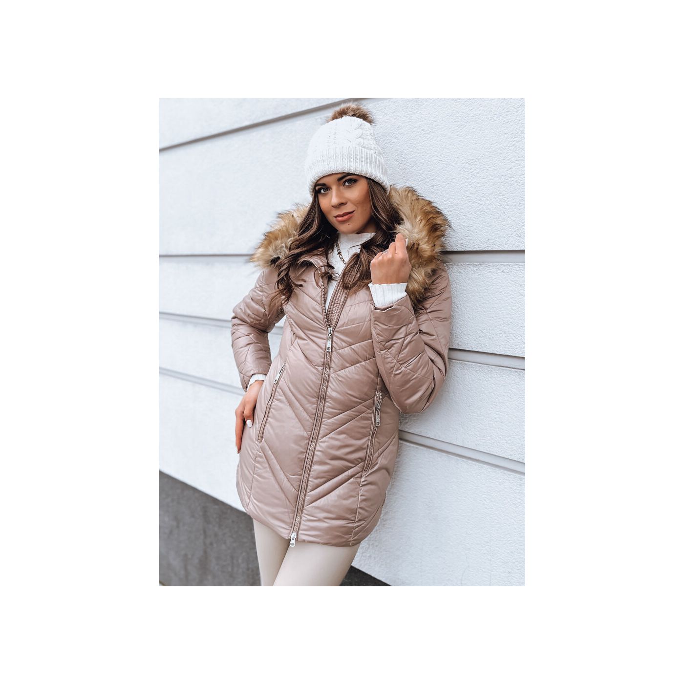 Women's quilted winter jacket SOLARIS cappuccino Dstreet