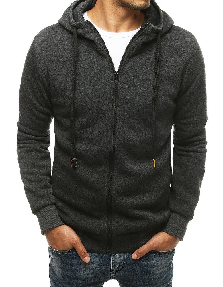 Men's zipped hoodie dark gray BX4691
