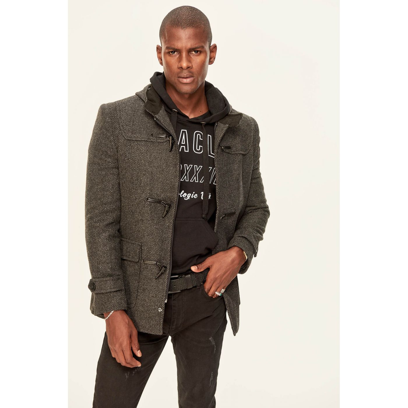 Trendyol Black Wool Coat-Shepherd-Button