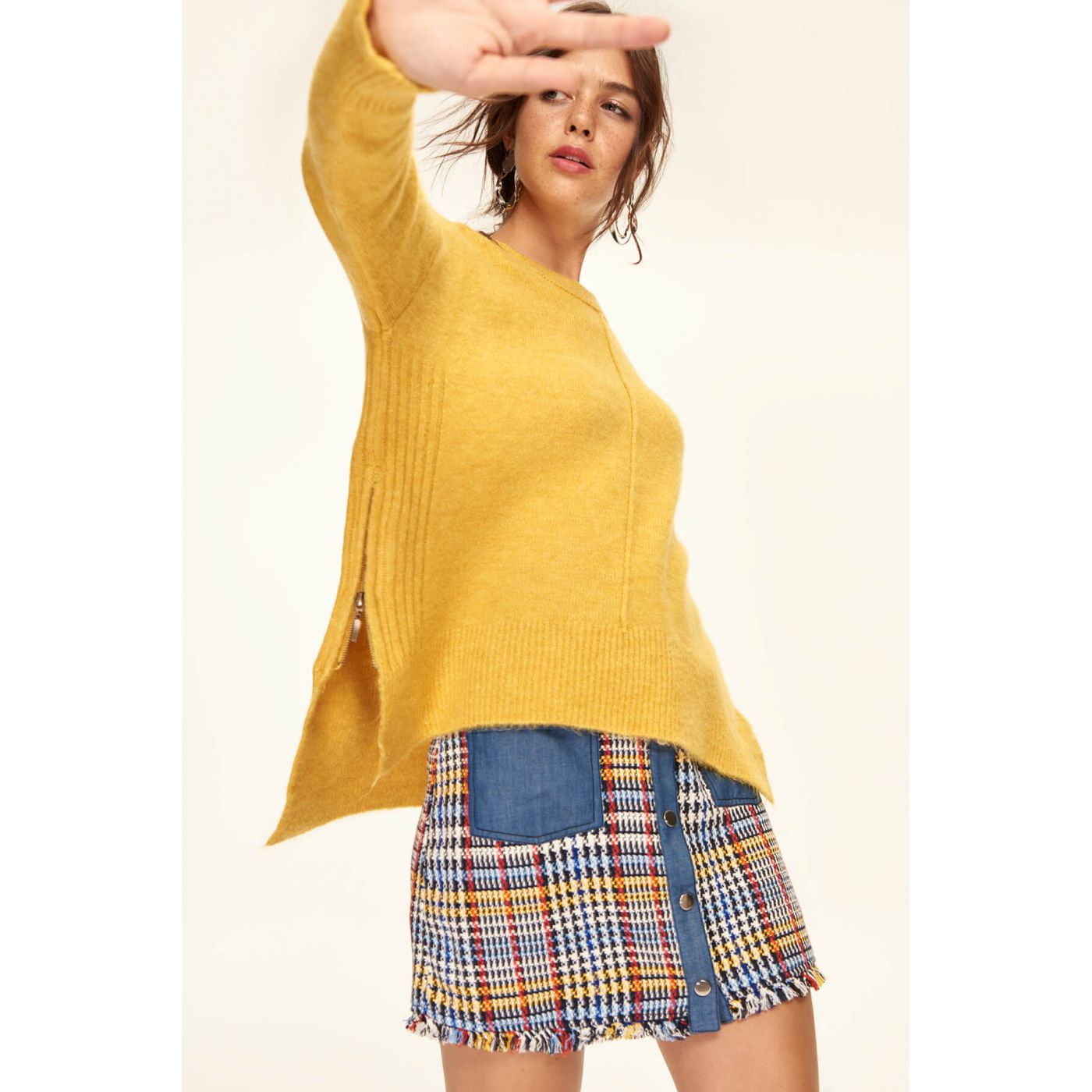 Trendyol Yellow Zipper Detailed Sweater Sweaters