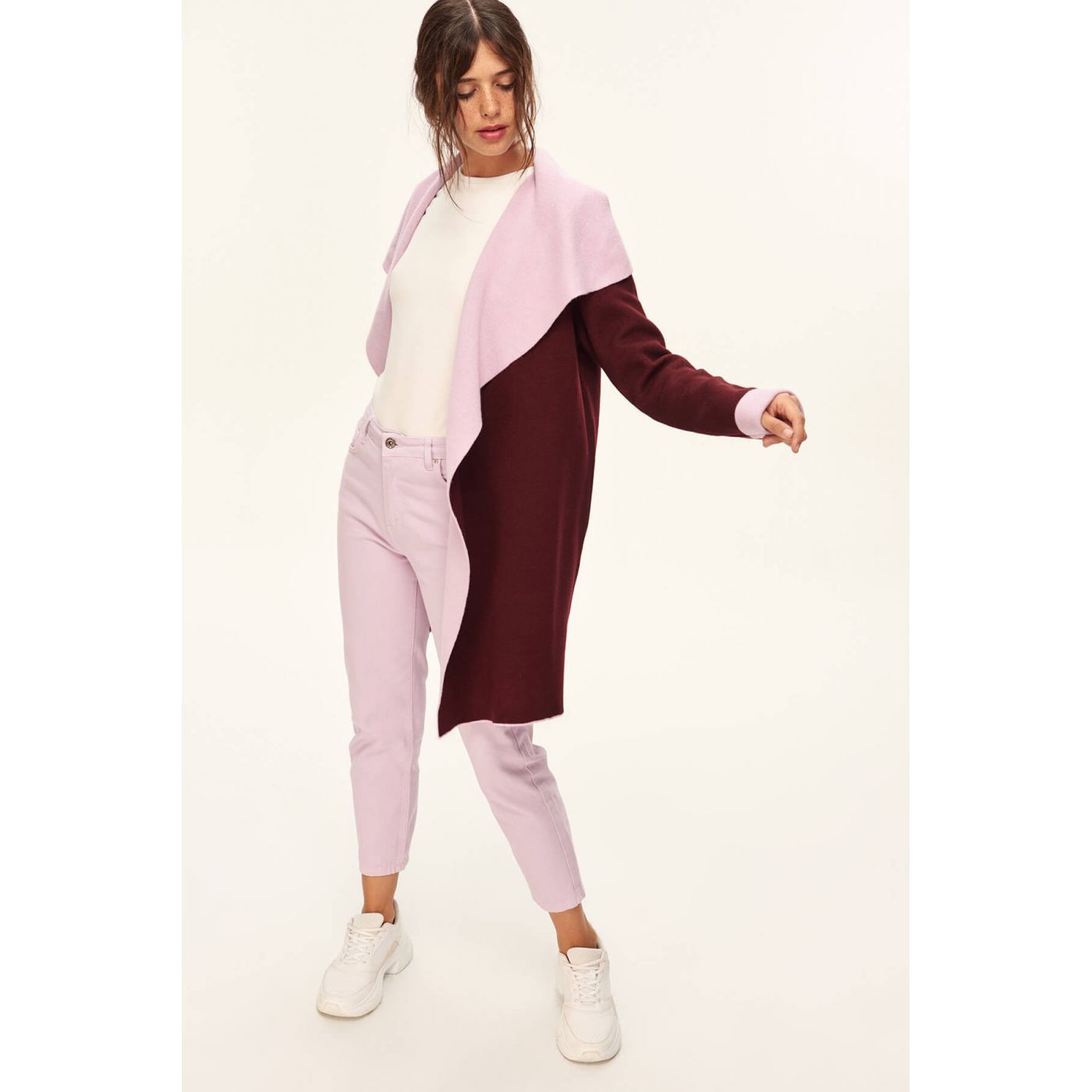 Trendyol Plum Double-Face Shawl Collar Sweater Cardigan