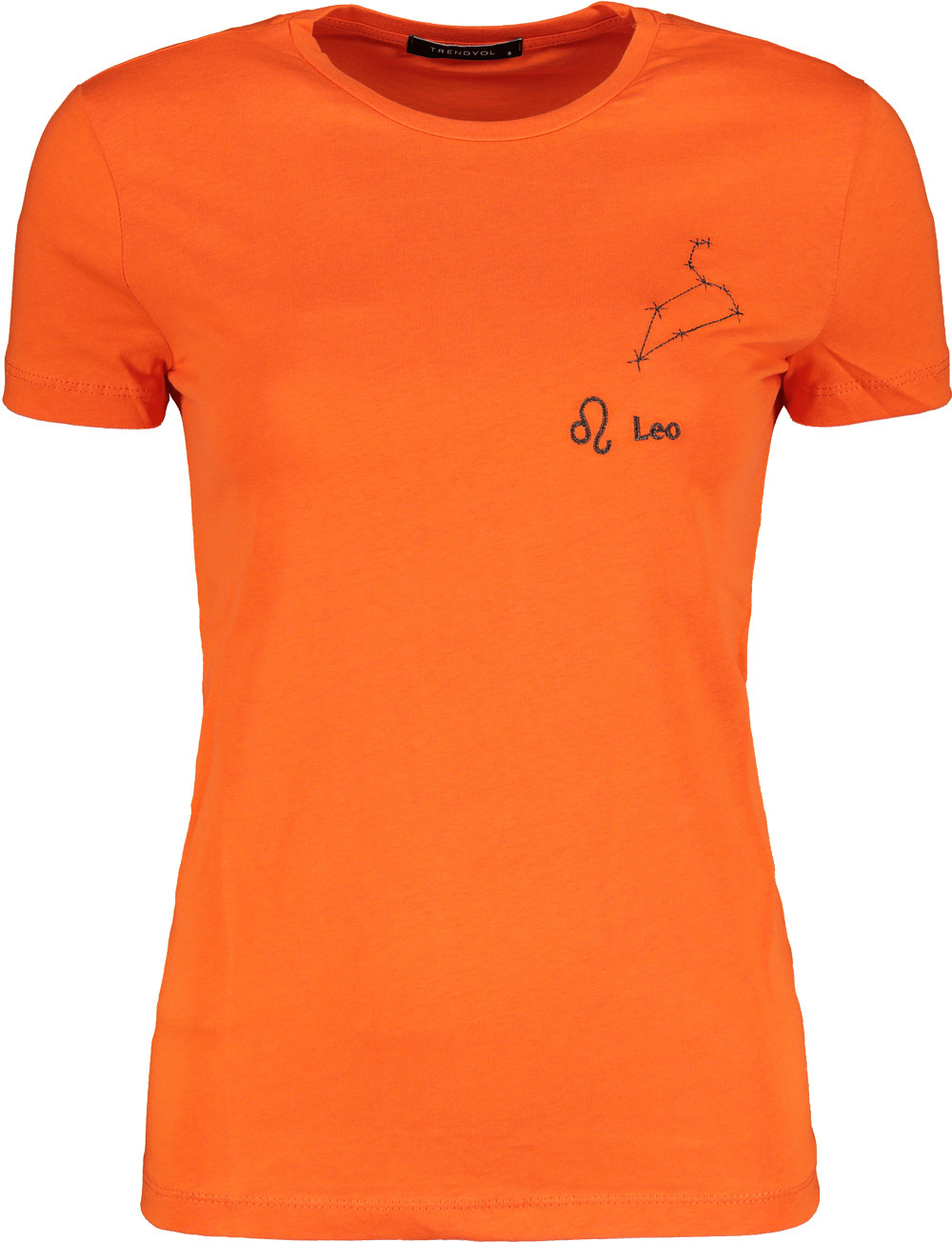 Trendyol Orange Lion Burj Embroidered Basic Knitted T-Shirt