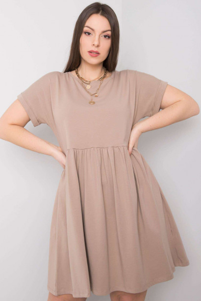 Dark beige plus size cotton dress