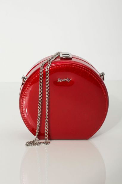 Leather round red handbag