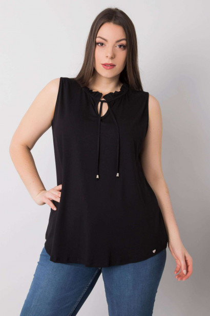 Black plus size sleeveless blouse