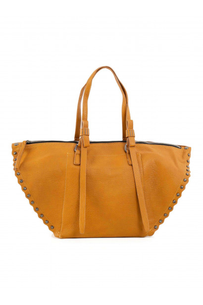 Mustard eco-leather bag with studs