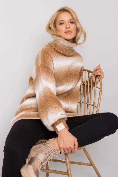 RUE PARIS Brown ombre turtleneck sweater