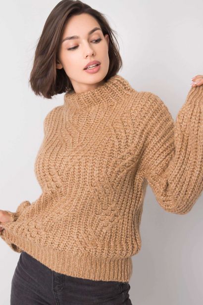RUE PARIS Camel high neck sweater