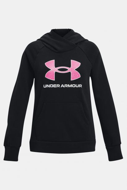 Ružovo-čierna dievčenská športová mikina Under Armour Rival Fleece BL Hoodie