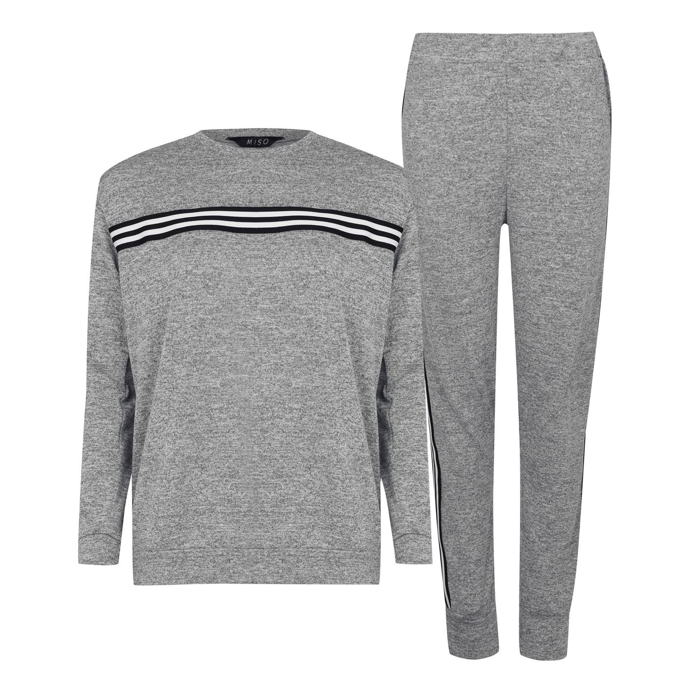 Levně Miso Tape Striped Top and Joggers Tracksuit Loungewear Co Ord Set