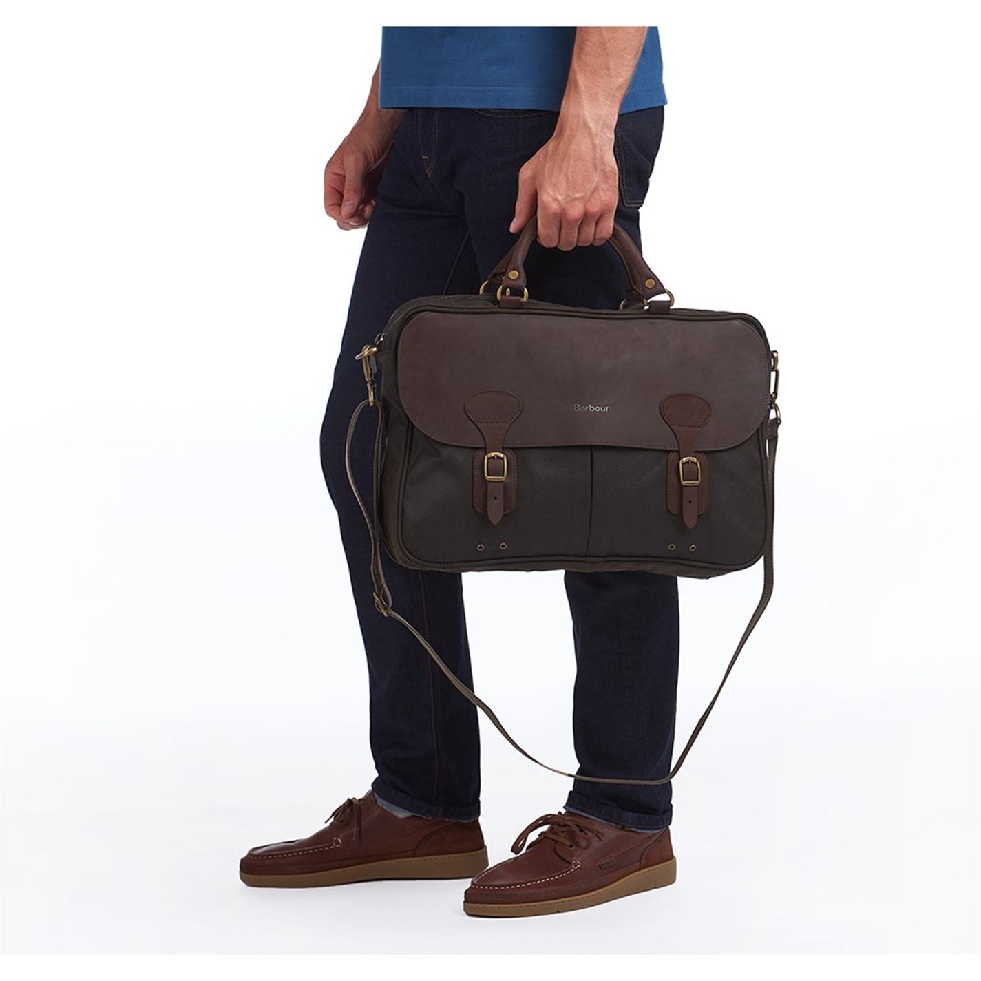 barbour wax and leather briefcase