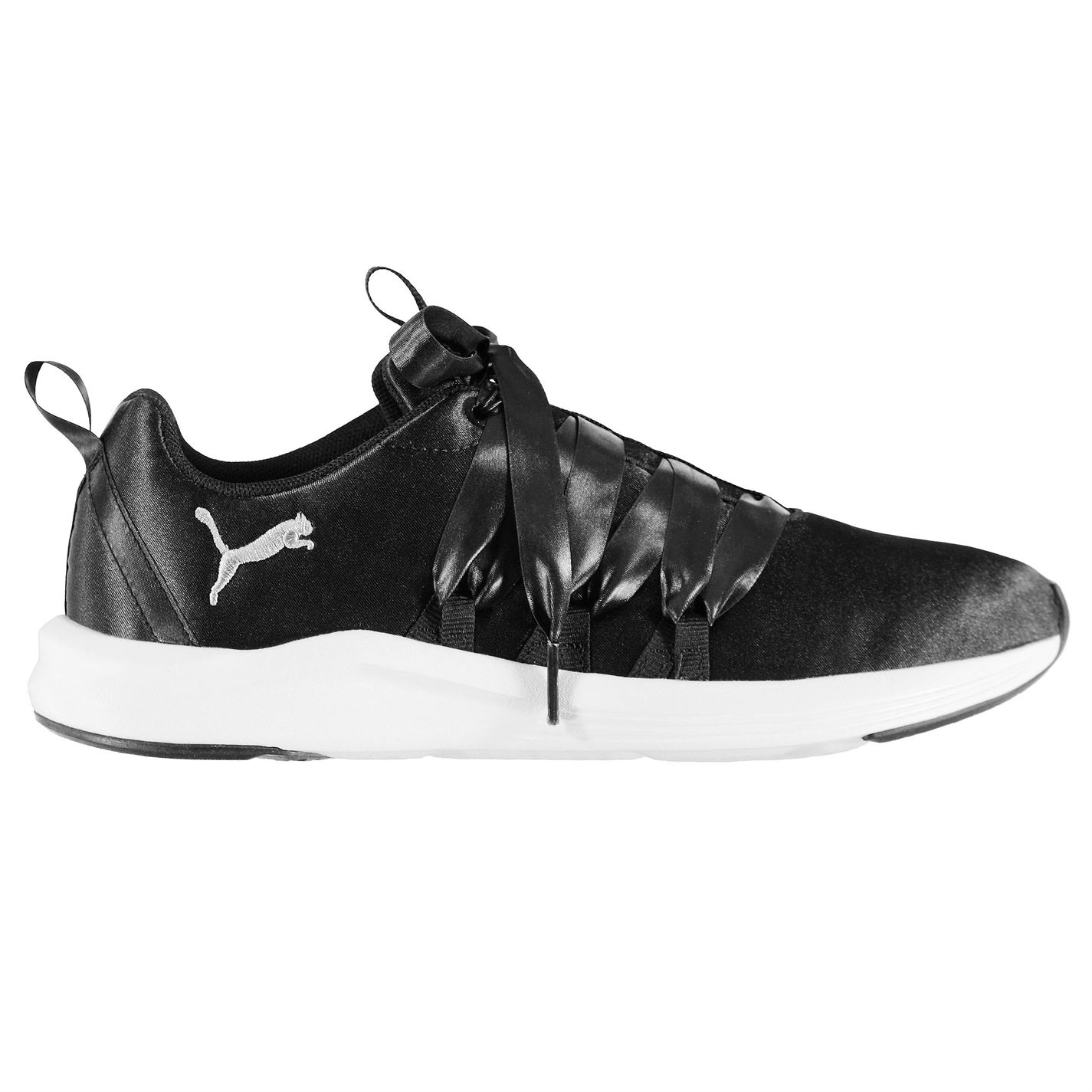 puma black satin trainers
