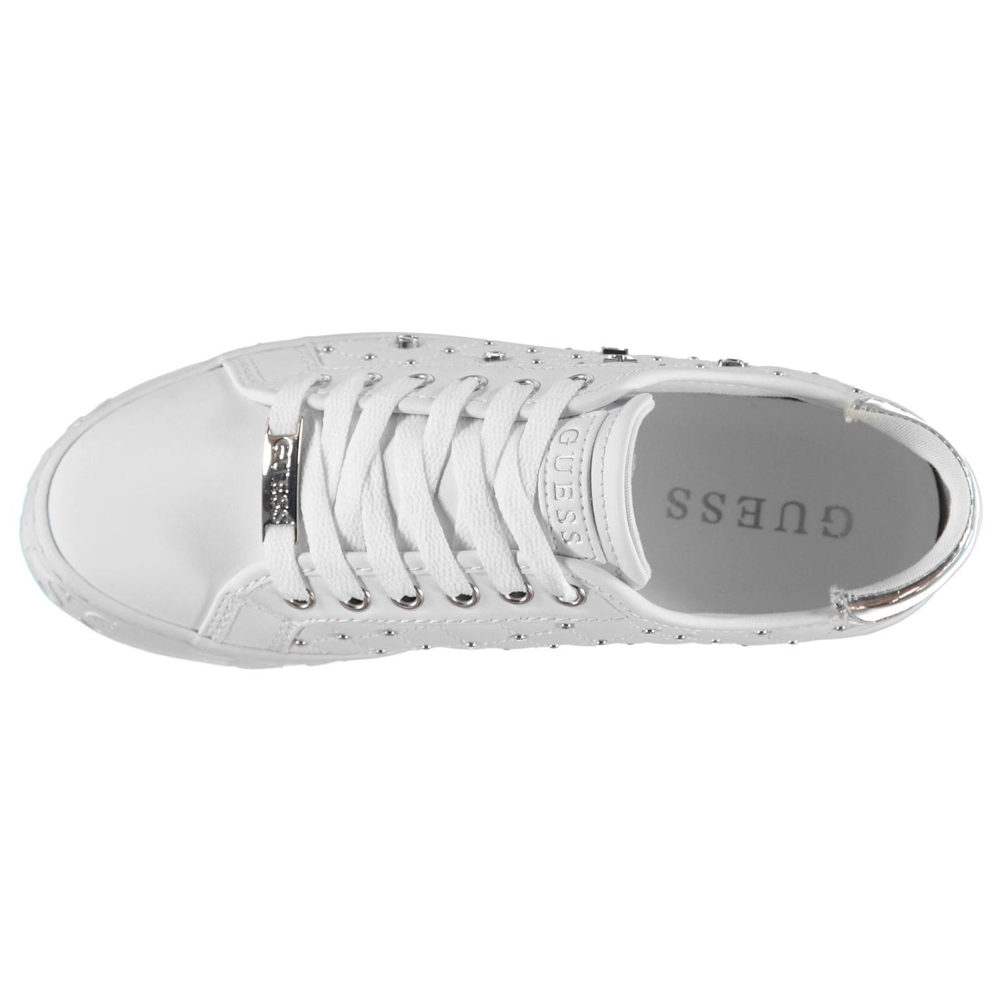 silver guess trainers