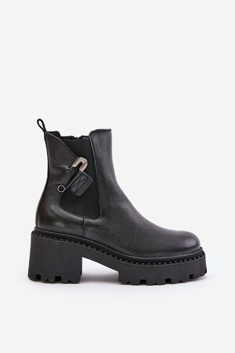 Zazoo Leather Insulated Ankle Boots with Black Decoration