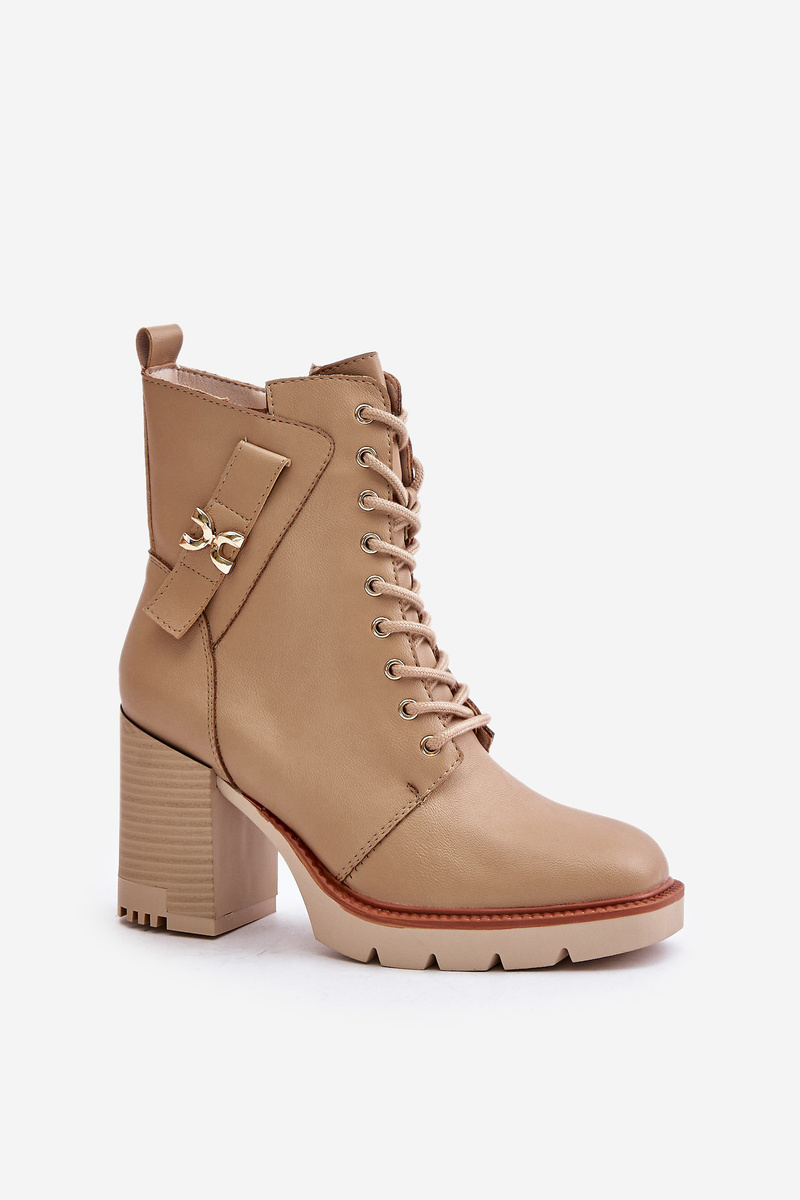 Insulated ankle boots with heels with gold details beige Ivarisse