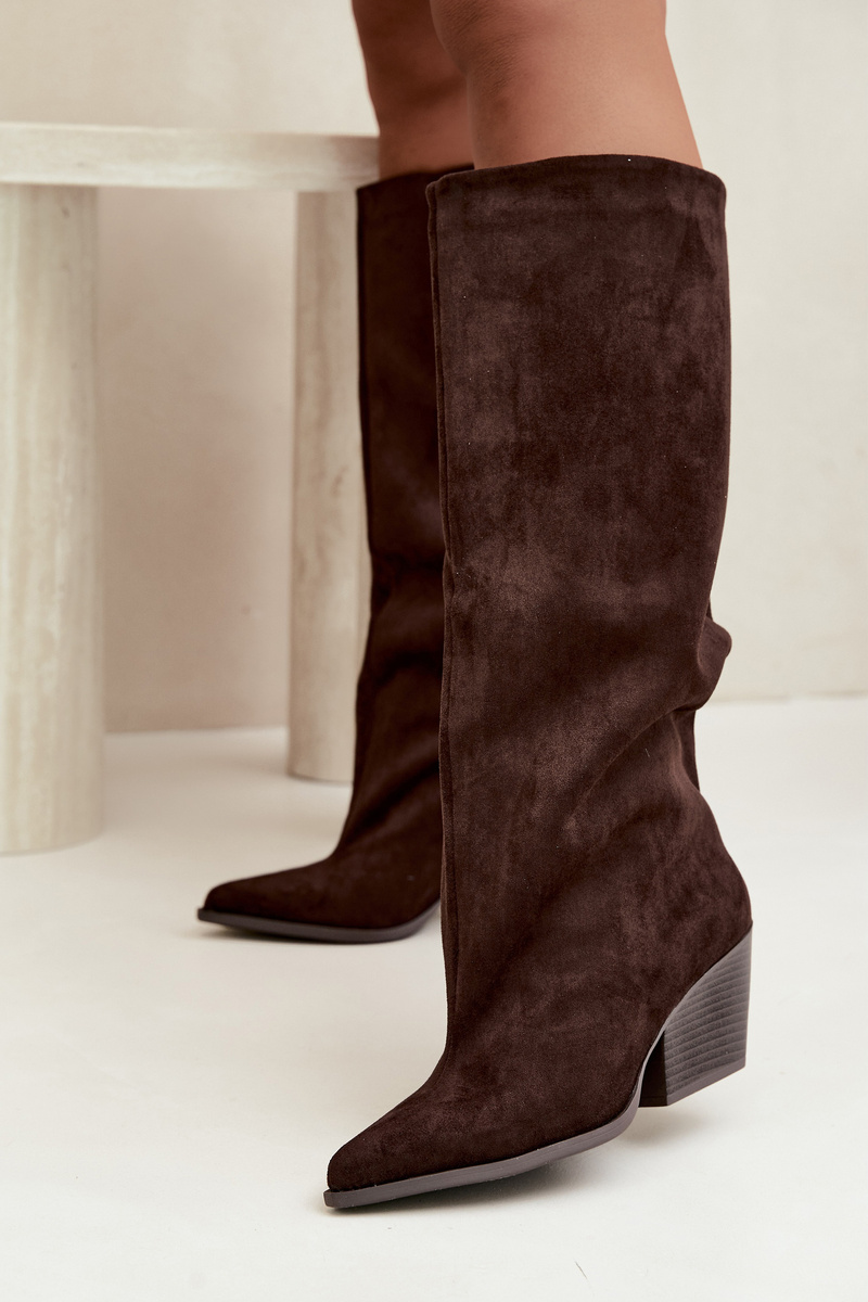 Boto hnedé slip-on cowgirl čižmy
