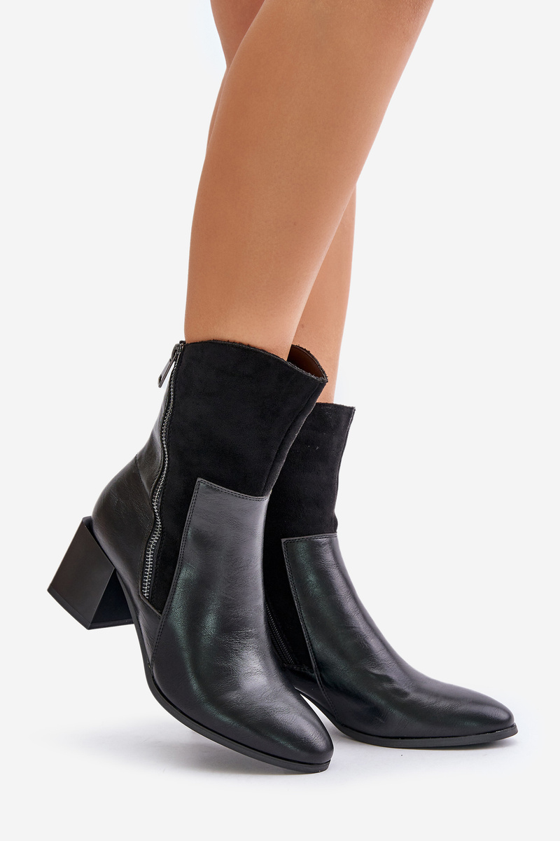 Insulated women&#039;s ankle boots on heel black relabina