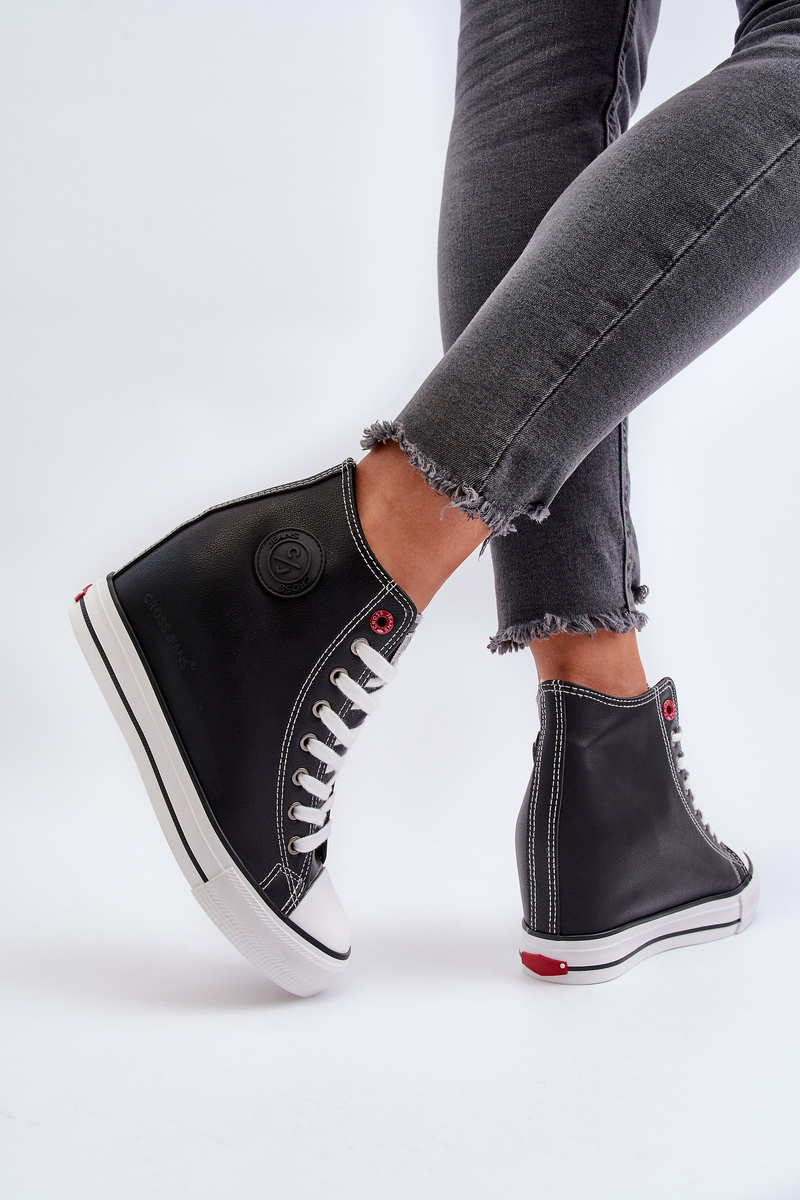 Women's Wedge Sneakers Cross Jeans Black