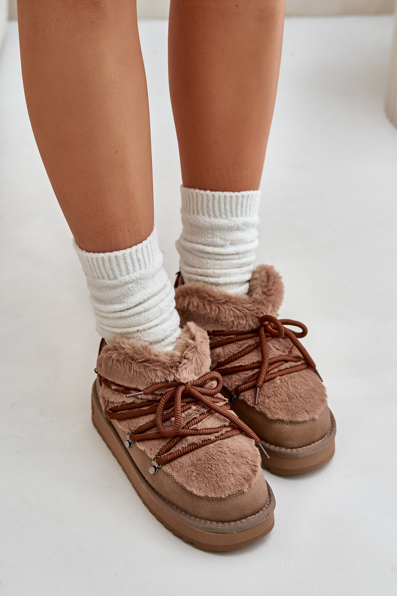 Low platform snow boots with fur D.Franklin brown