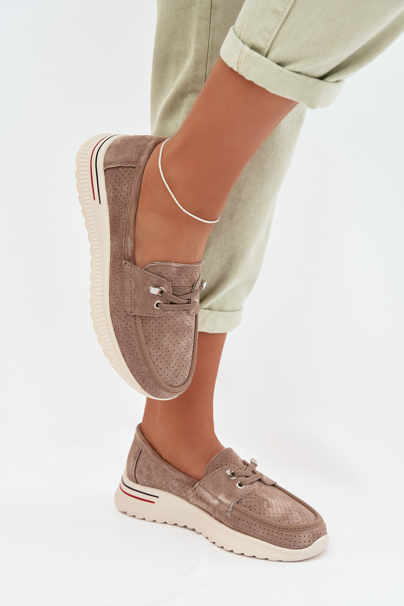 Велурени мокасини EVENTO бежови