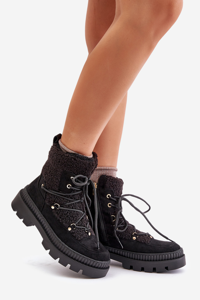 Ankle boots with sheepskin black Merilana