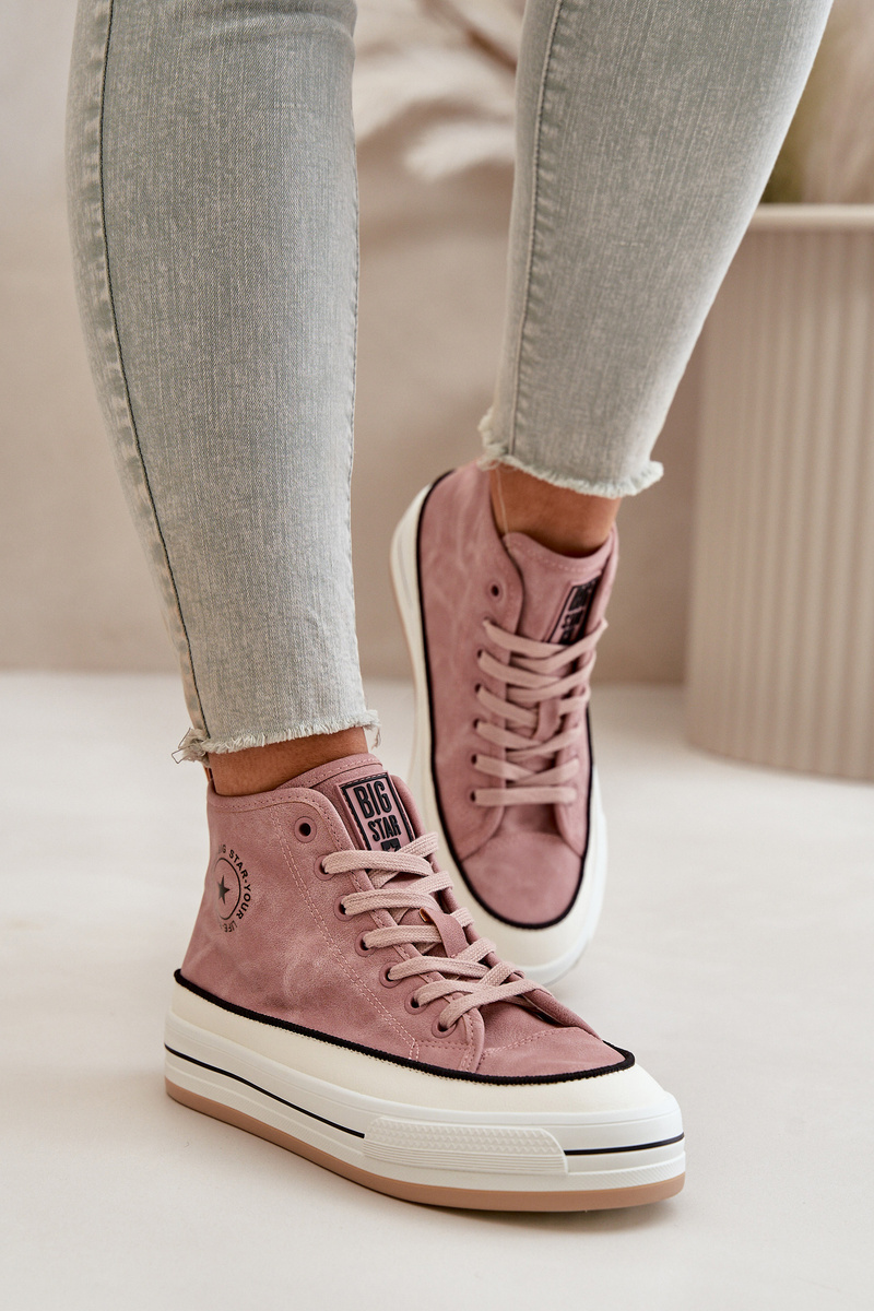 Insulated women's sneakers on the eco leather platform Big Star pink