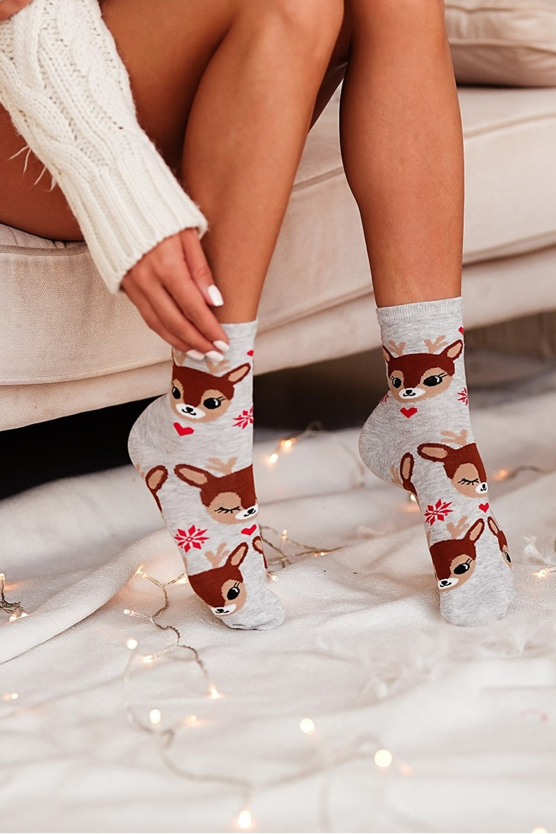 Milena Christmas Women's Socks Reindeers Grey