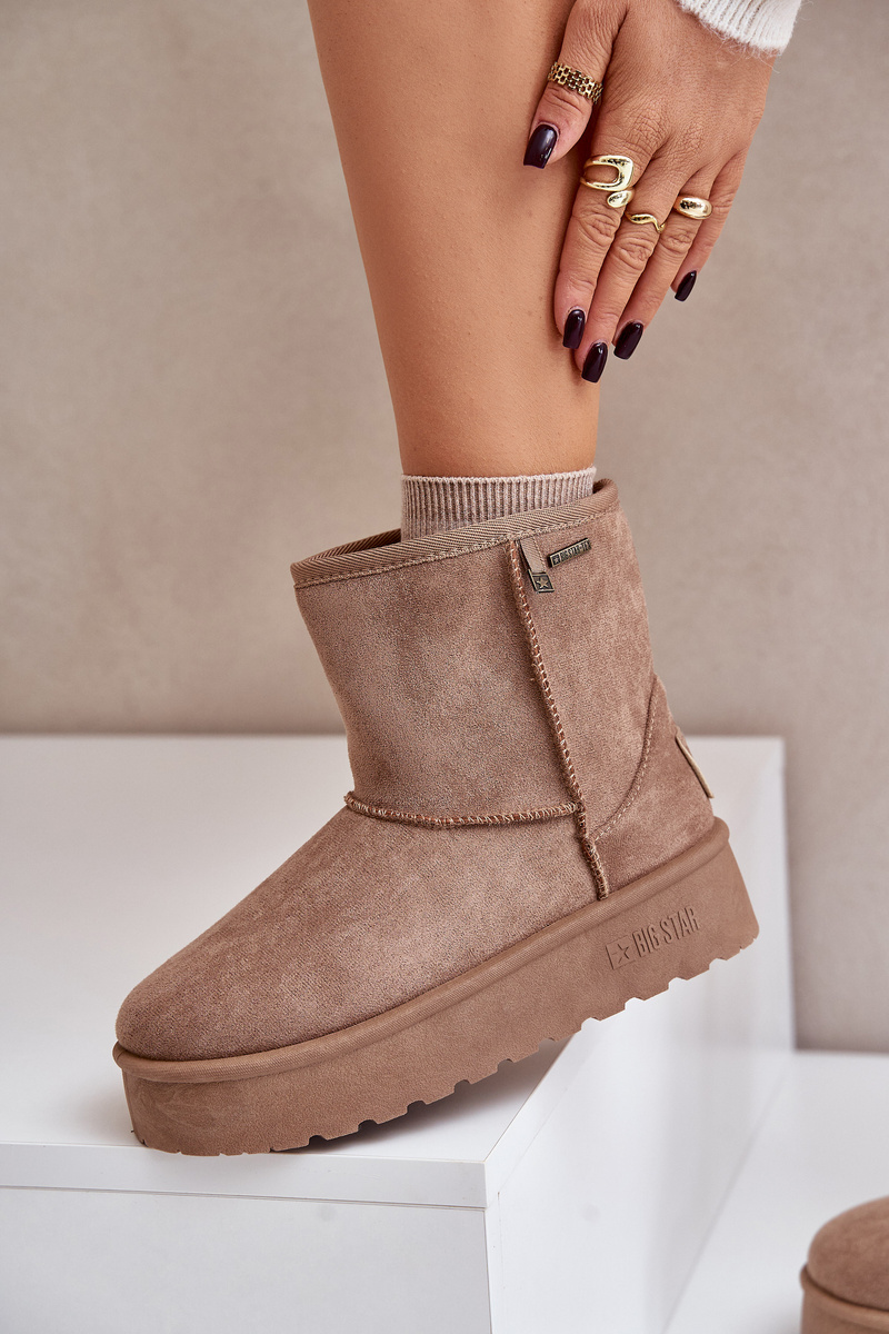High women&#039;s snow boots on the platform Big Star OO274A097 beige