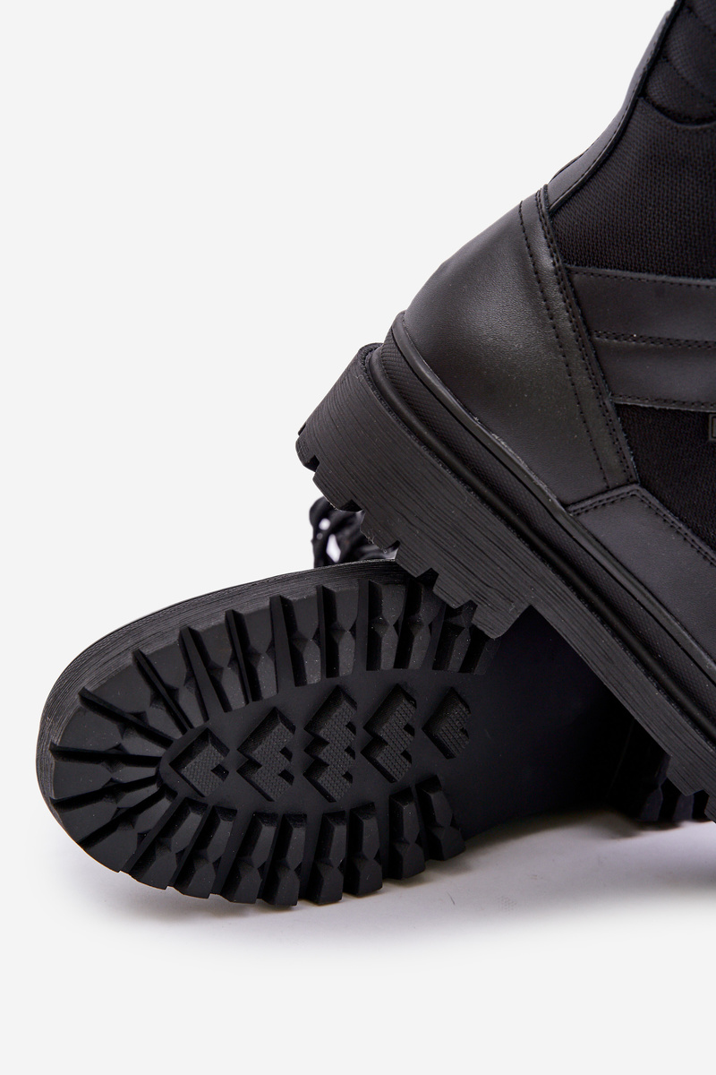 Leather Trapper Ankle Boots Mens Insulated Big Star Black