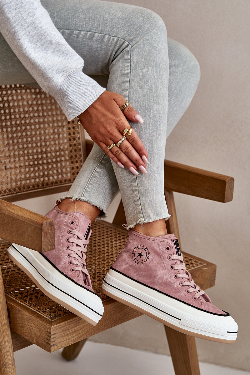Insulated women's sneakers on the eco leather platform Big Star pink