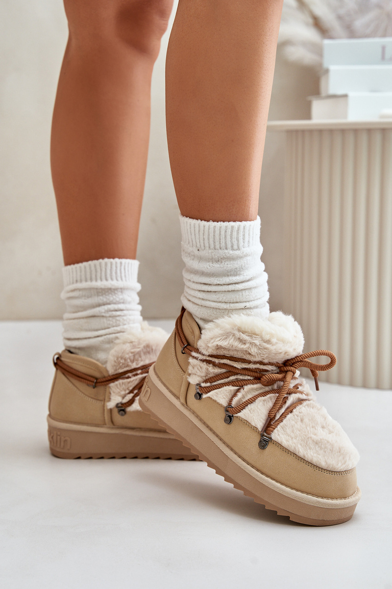 Low platform snow boots with fur D.Franklin beige