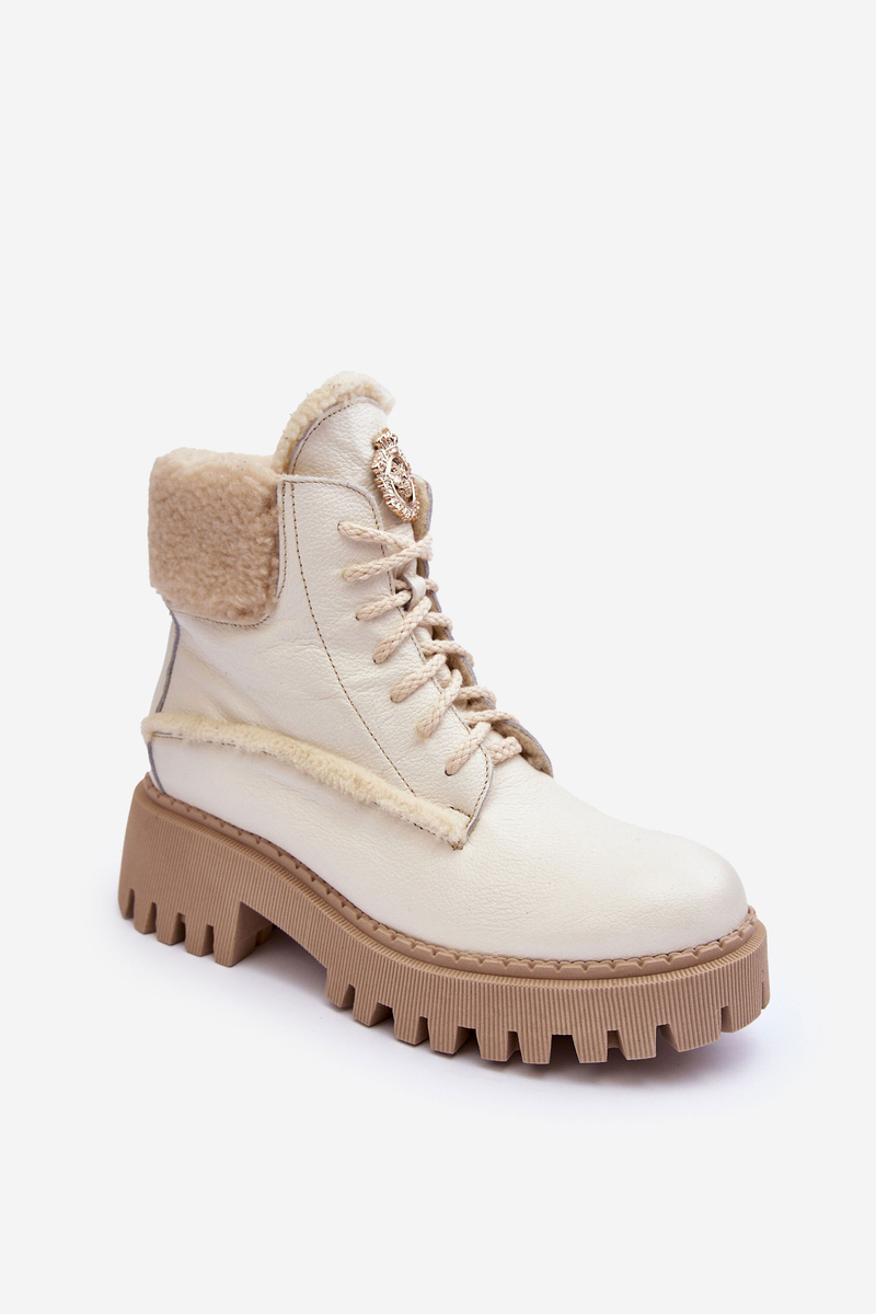 Women's Leather Boots Cream Lemar Vergo