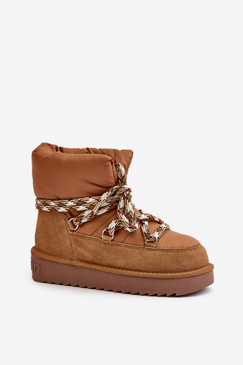 Suede women's snow boots with chunky lacing D.Franklin Brown