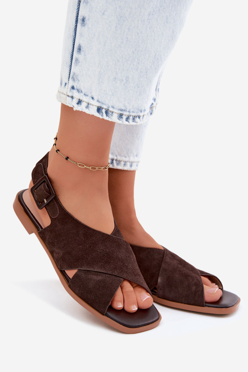 S. BARSKI kožené semišové sandále