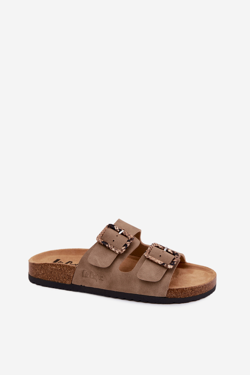 Dámske khaki šľapky s clipmi Lee Cooper